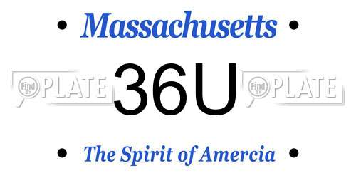 36U Massachusetts License Plate