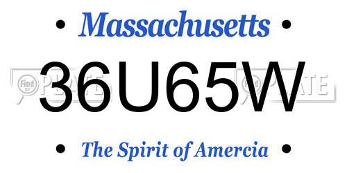 36U65W Massachusetts License Plate