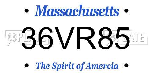36VR85 Massachusetts License Plate