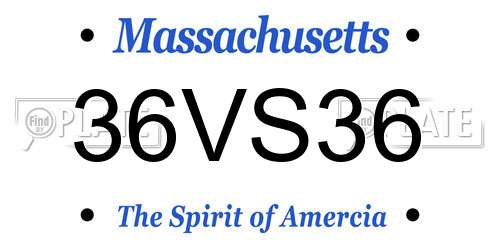 36VS36 Massachusetts License Plate