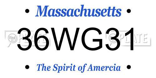 36WG31 Massachusetts License Plate