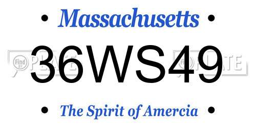 36WS49 Massachusetts License Plate