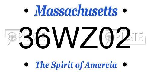 36WZ02 Massachusetts License Plate