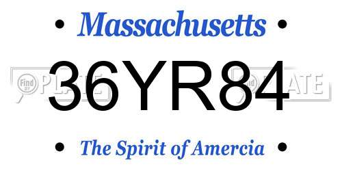 36YR84 Massachusetts License Plate