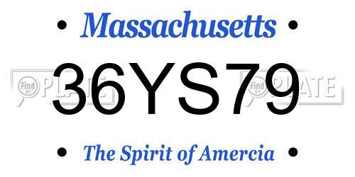 36YS79 Massachusetts License Plate