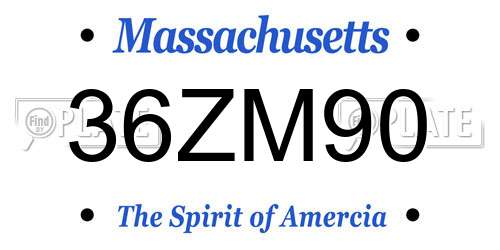 36ZM90 Massachusetts License Plate