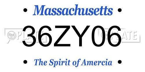 36ZY06 Massachusetts License Plate