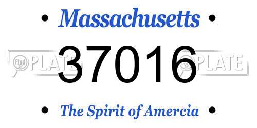 37016 Massachusetts License Plate