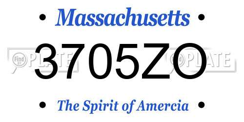 3705ZO Massachusetts License Plate