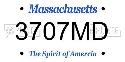 3707MD Massachusetts License Plate