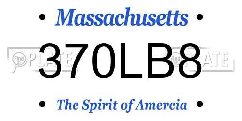 370LB8 Massachusetts License Plate