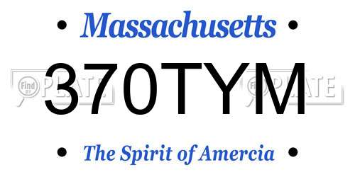 370TYM Massachusetts License Plate