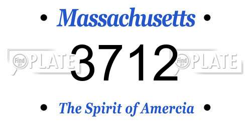 3712 Massachusetts License Plate
