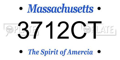 3712CT Massachusetts License Plate