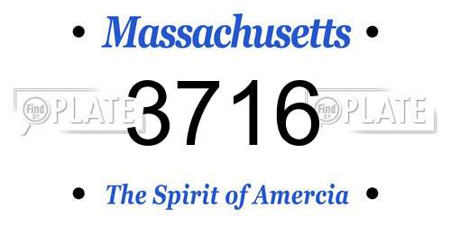 3716 Massachusetts License Plate