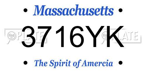 3716YK Massachusetts License Plate