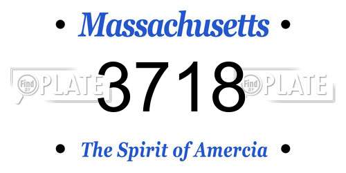 3718 Massachusetts License Plate