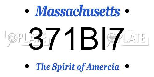 371BI7 Massachusetts License Plate