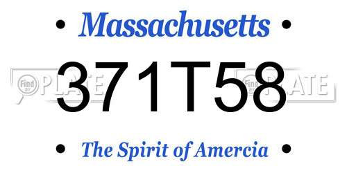 371T58 Massachusetts License Plate
