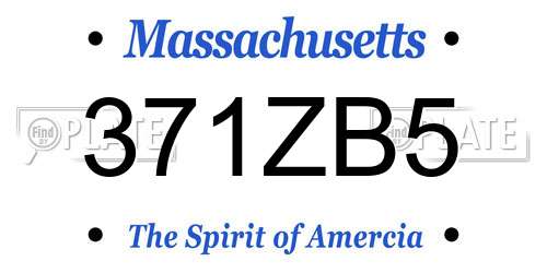 371ZB5 Massachusetts License Plate