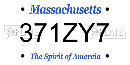 371ZY7 Massachusetts License Plate