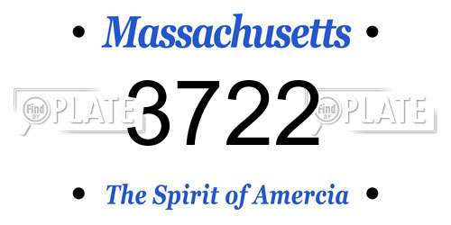 3722 Massachusetts License Plate