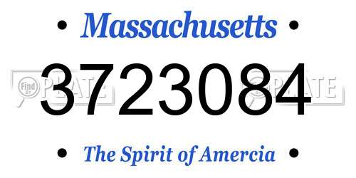 3723084 Massachusetts License Plate