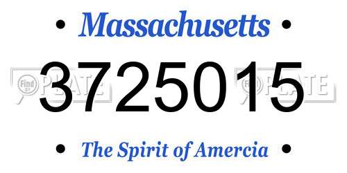 3725015 Massachusetts License Plate