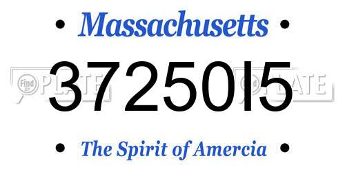 37250I5 Massachusetts License Plate
