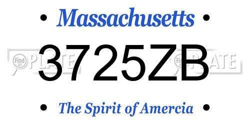3725ZB Massachusetts License Plate