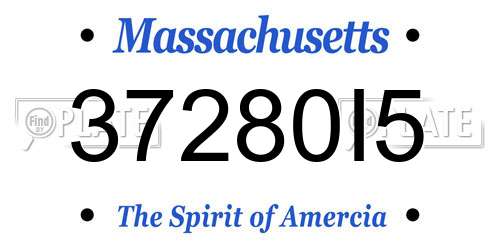 37280I5 Massachusetts License Plate