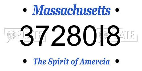 37280I8 Massachusetts License Plate
