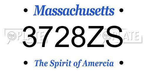 3728ZS Massachusetts License Plate
