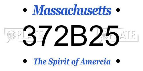 372B25 Massachusetts License Plate