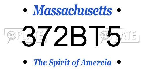 372BT5 Massachusetts License Plate