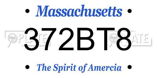 372BT8 Massachusetts License Plate