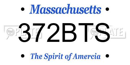 372BTS Massachusetts License Plate