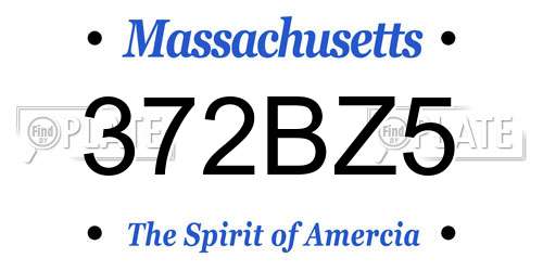 372BZ5 Massachusetts License Plate