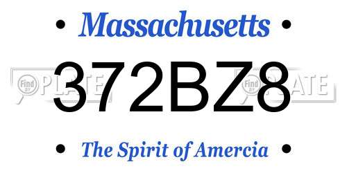 372BZ8 Massachusetts License Plate