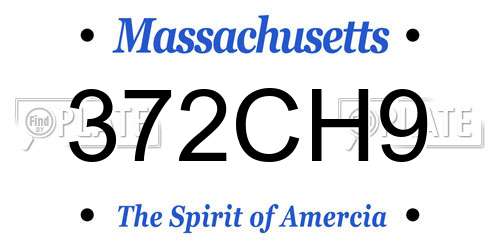 372CH9 Massachusetts License Plate