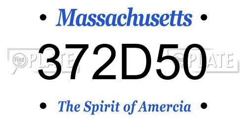 372D50 Massachusetts License Plate