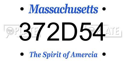 372D54 Massachusetts License Plate
