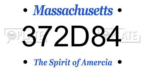 372D84 Massachusetts License Plate