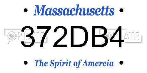 372DB4 Massachusetts License Plate