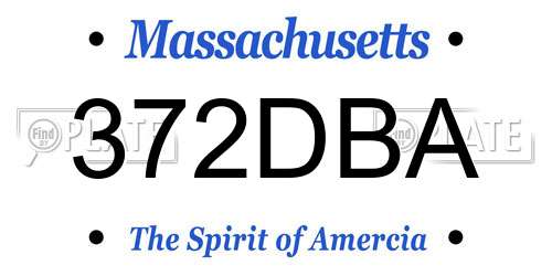 372DBA Massachusetts License Plate