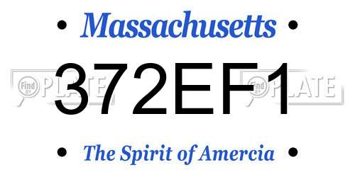 372EF1 Massachusetts License Plate