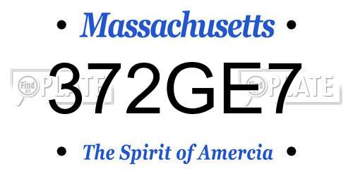 372GE7 Massachusetts License Plate