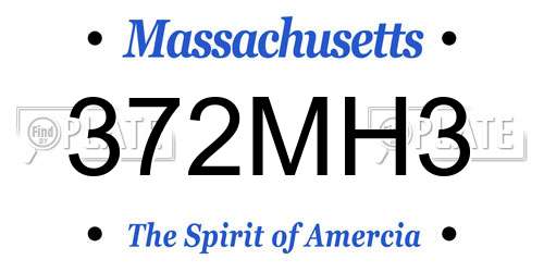 372MH3 Massachusetts License Plate