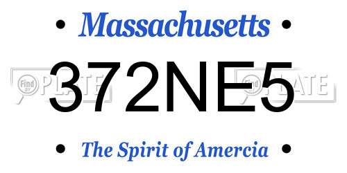 372NE5 Massachusetts License Plate