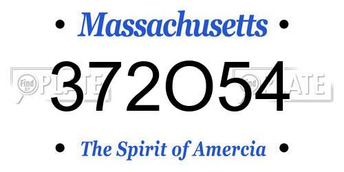 372O54 Massachusetts License Plate